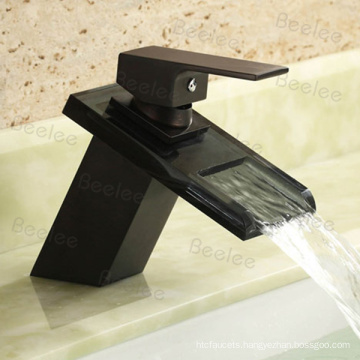 Orb Black Solid Brass Square Shape Waterfall Single Handle One Hole Hot and Cold Water Mono Basin Mixer Faucet Taps